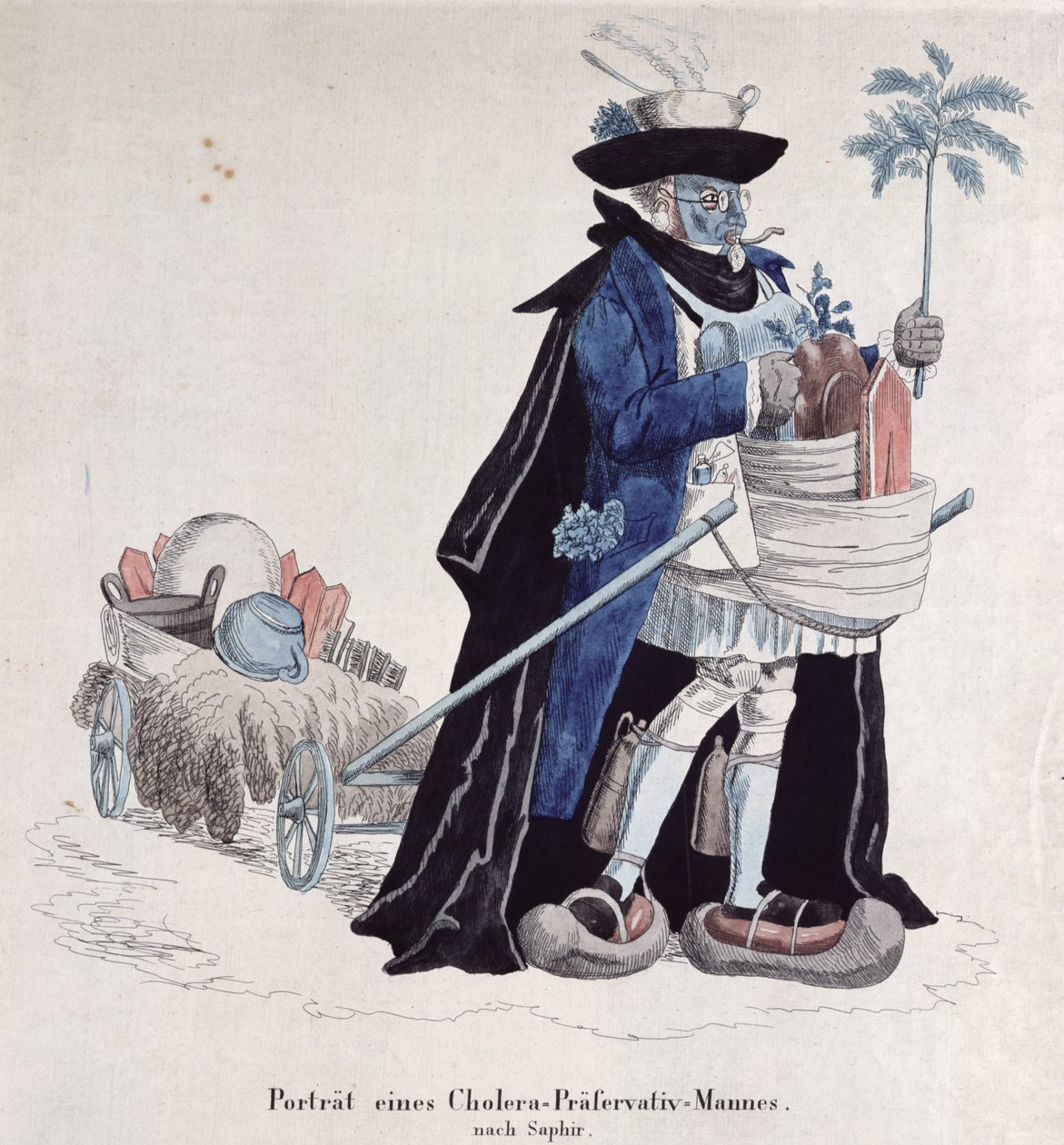 Egy ember védett a kolera ellen az 1832-es járvány idején alkotó: German School