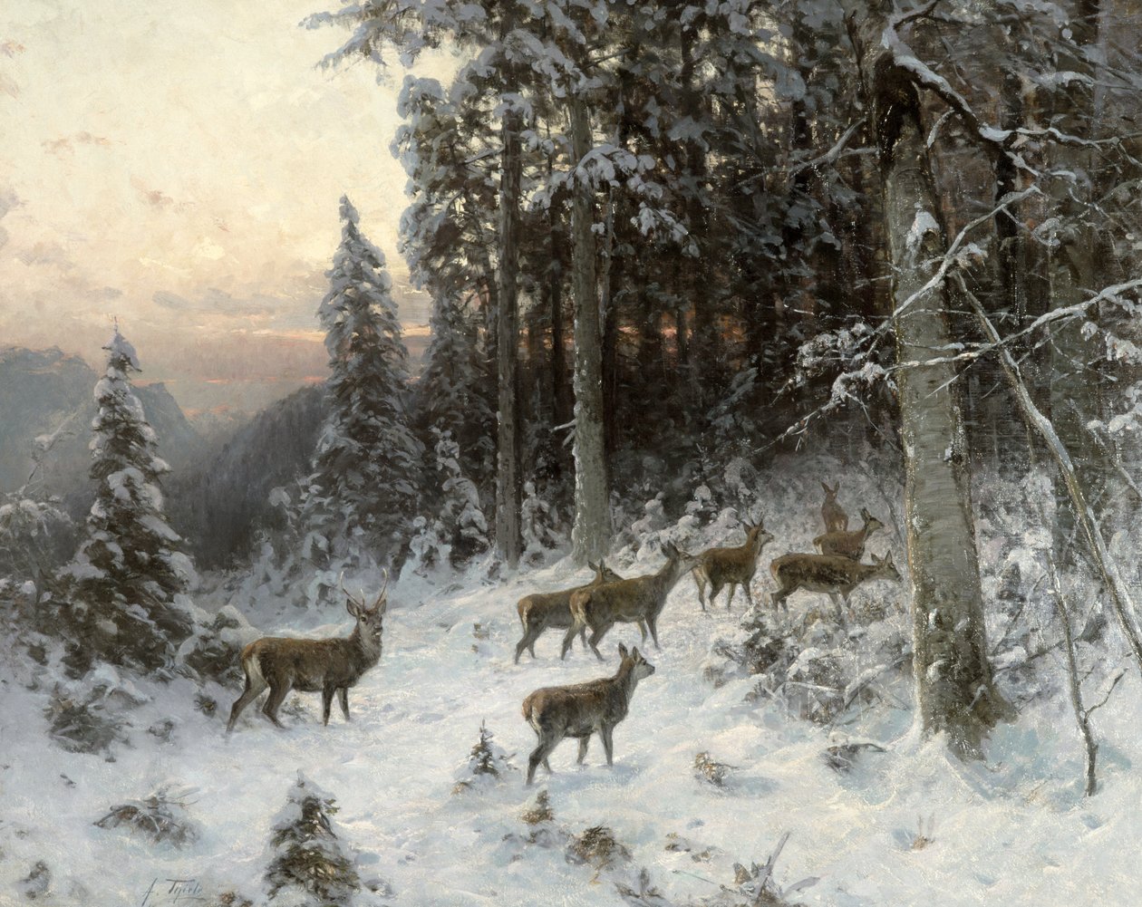 Egy téli este a Fekete-erdőben, 1880 körül alkotó: German School