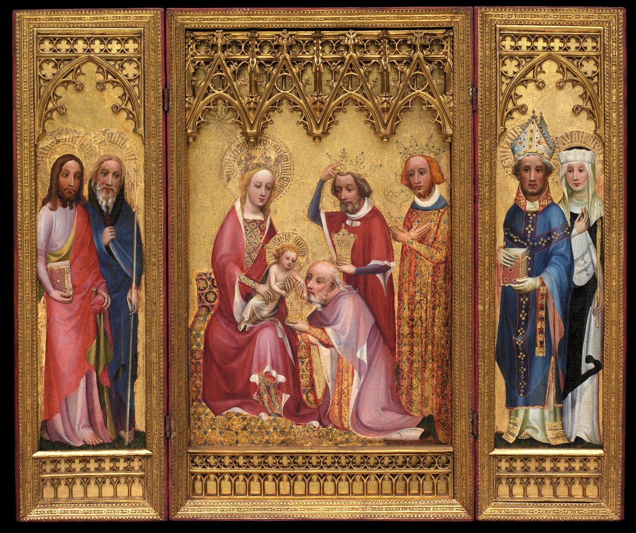 Mágusok, Szent Perselus és Szent Walburga, Szent Jakab és Szent Fülöp imádása, 1410 körül (olaj és aranyozás tölgyfa panelen) alkotó: German School