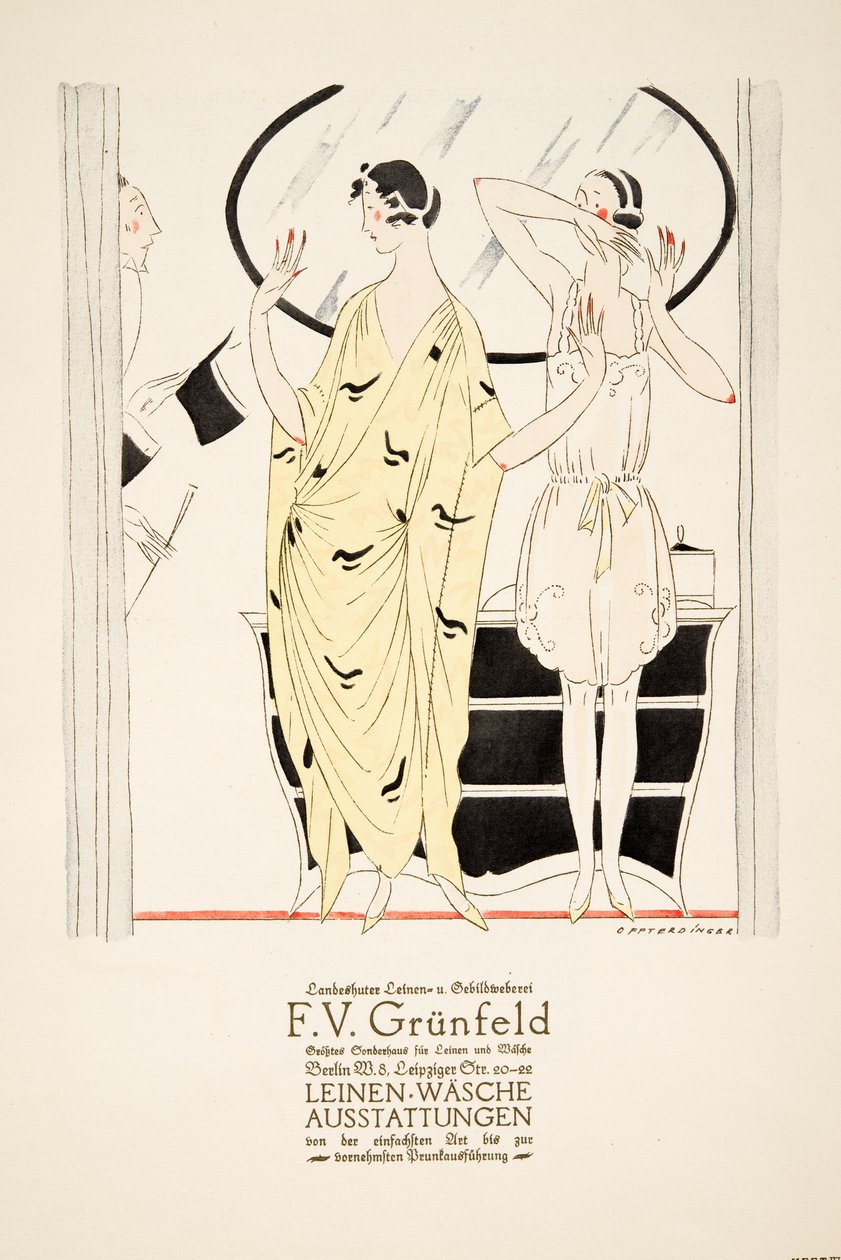Az "F.V. Grunfeld" reklámja, Styl, kiadó, 1922 (pochoir nyomtatás) alkotó: German School