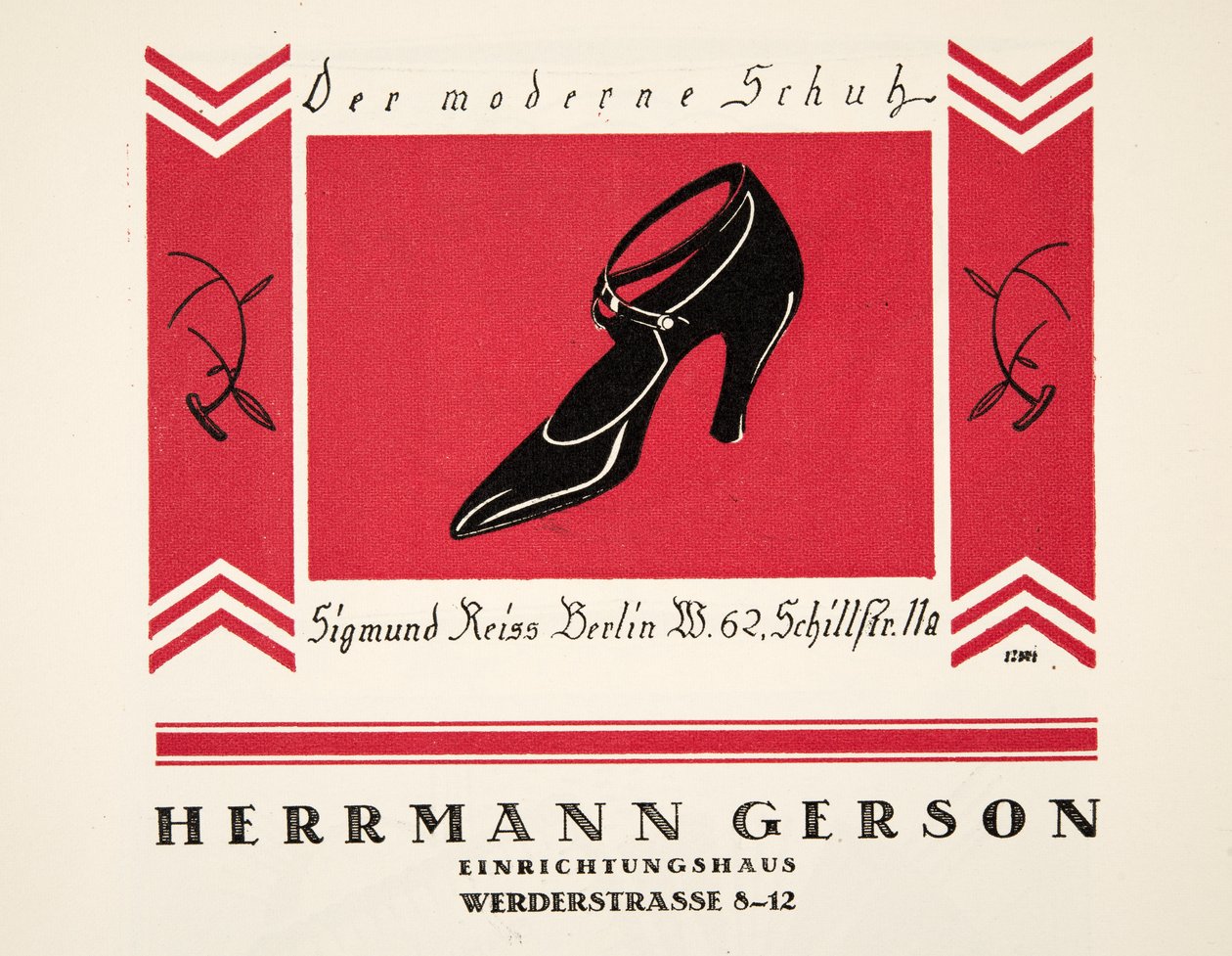 Herrmann Gerson cipők reklámja, Styl, 1922-es kiadás (pochoir nyomtatás) alkotó: German School