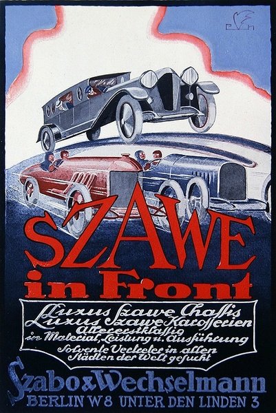 Szawe Motor Cars reklámja, 1921 alkotó: German School
