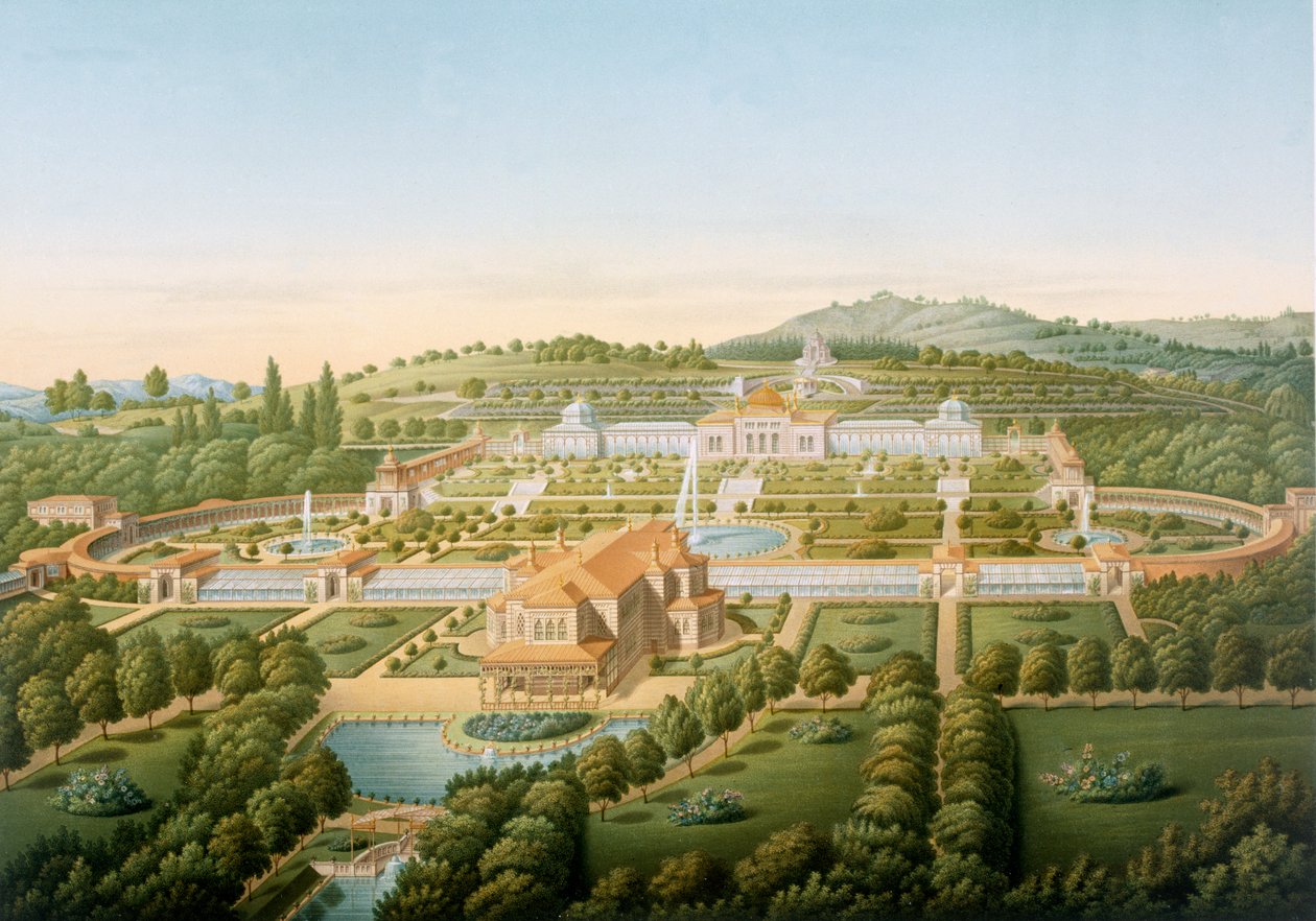 Guillaume würtembergi király villájának légi felvétele, 1860 alkotó: German School