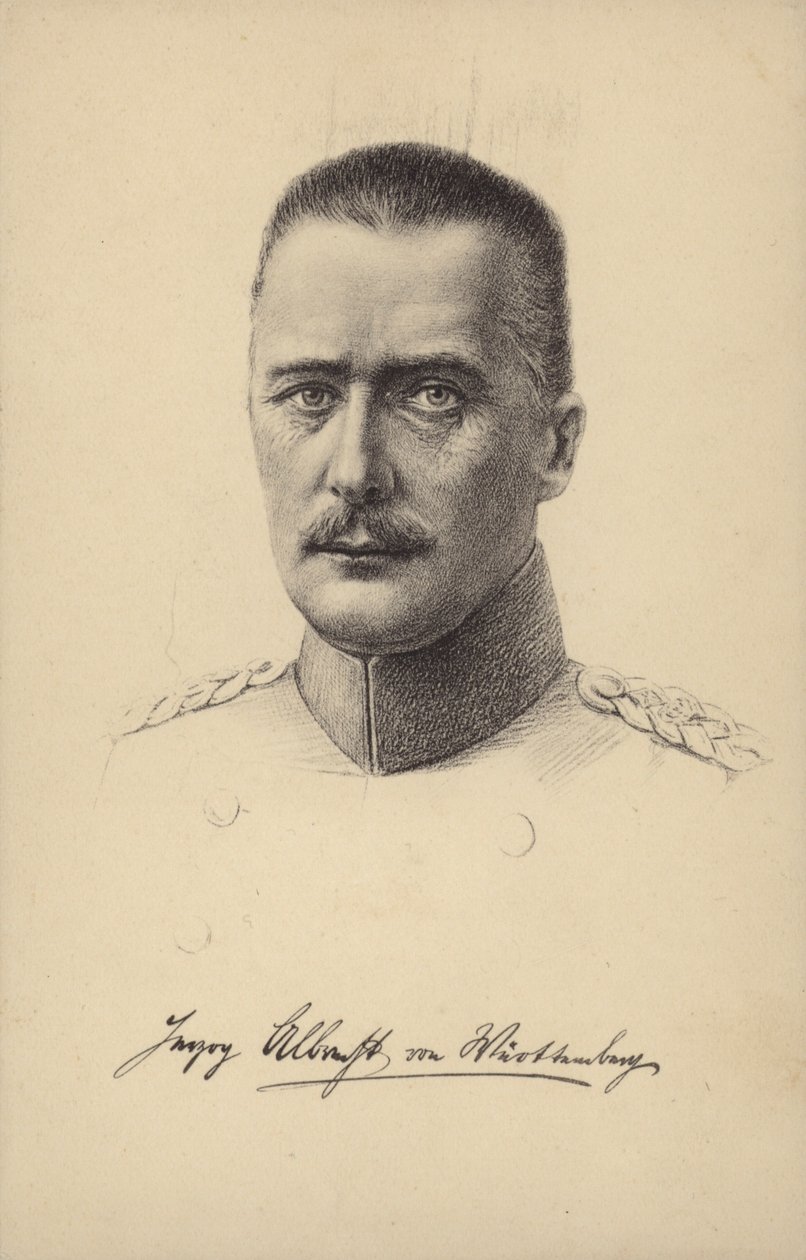 Albrecht, Württemberg hercege, német herceg és tábornok az első világháborúban (litográfia) alkotó: German School