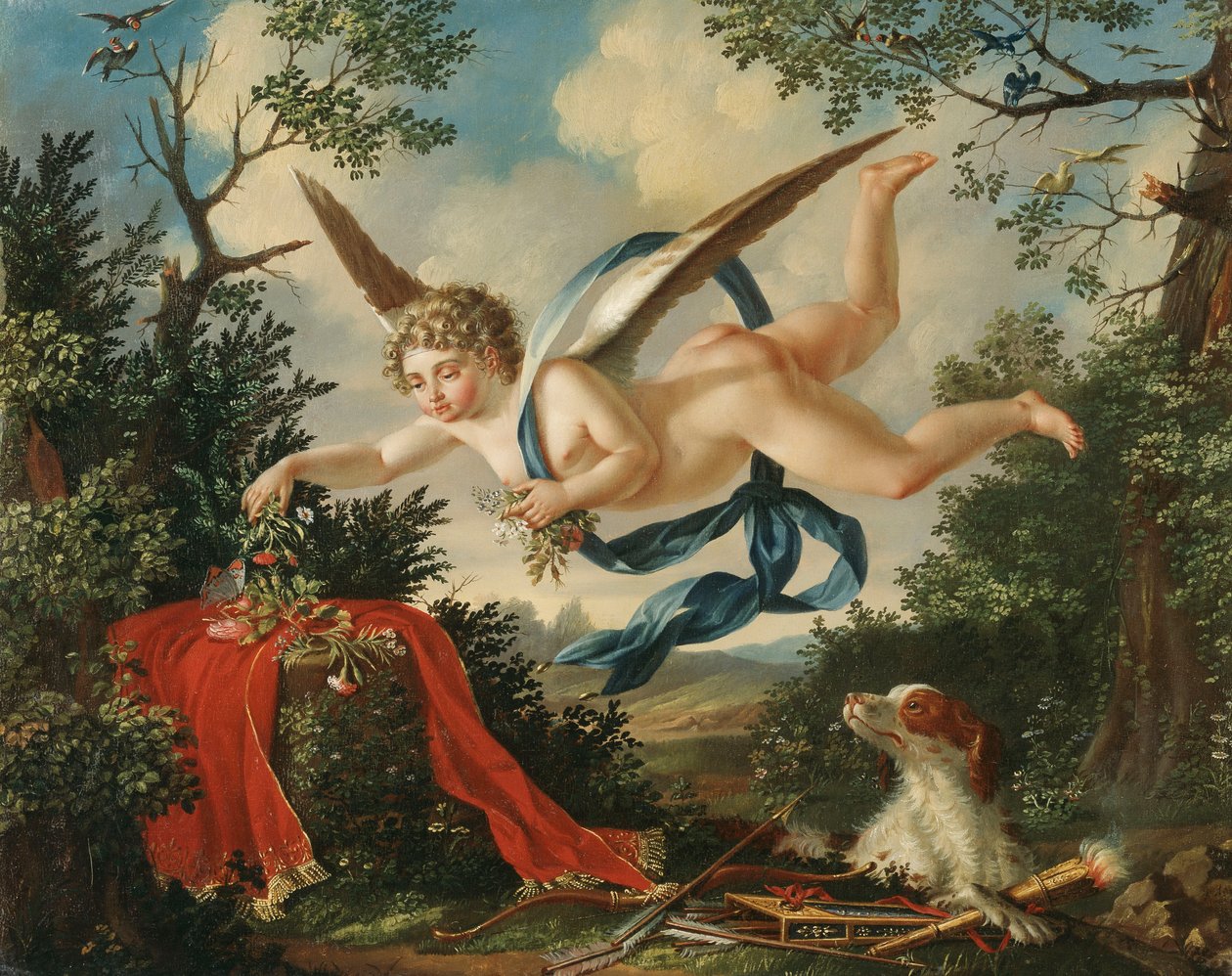 A szerelem allegóriái – Ámor virágokat gyűjt a tájon, 1803 alkotó: German School