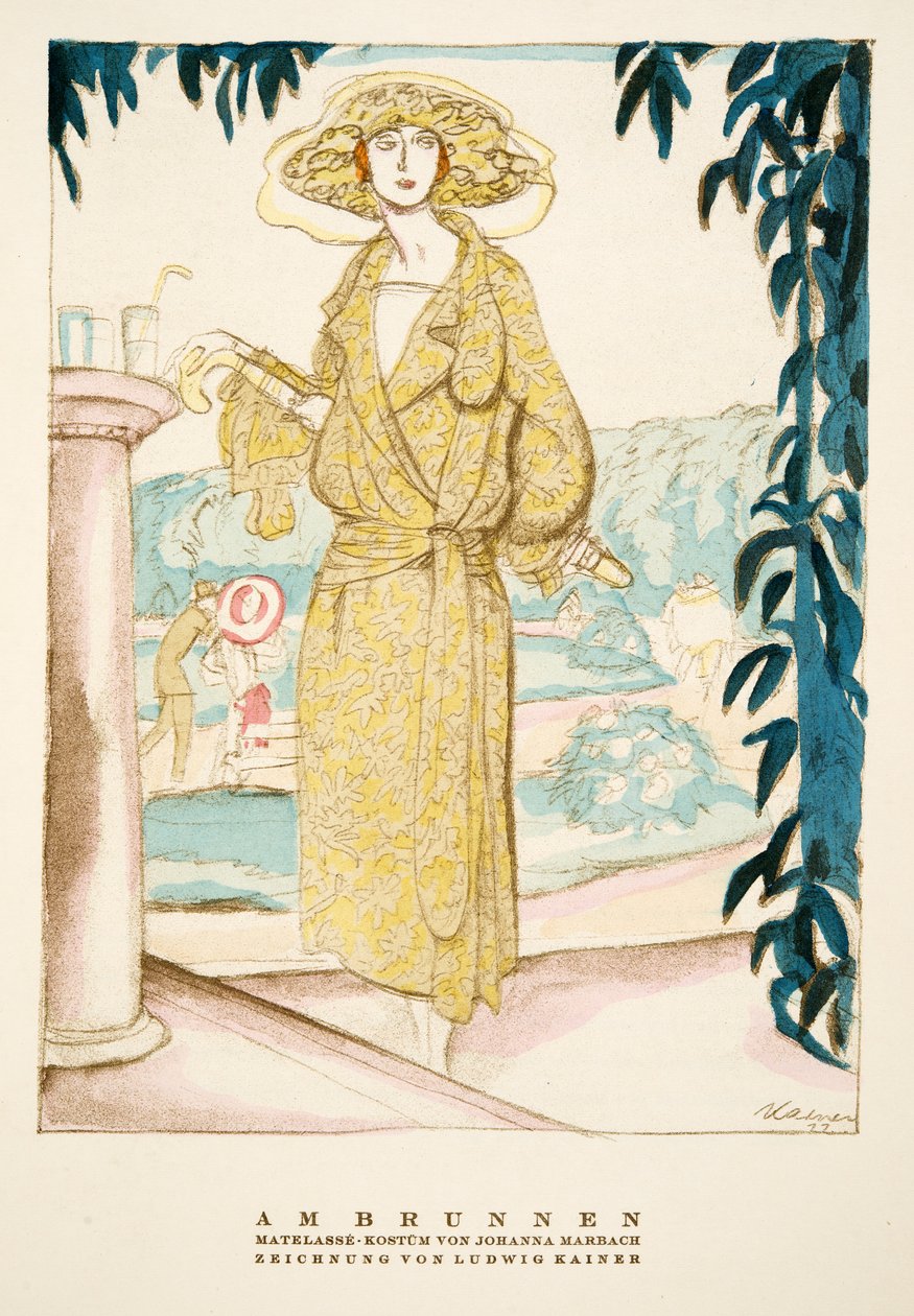 Am Brunnen, Johanna Marbach öltözéke, a Styl, 1922-es kiadásból (pochoir-nyomat). alkotó: German School