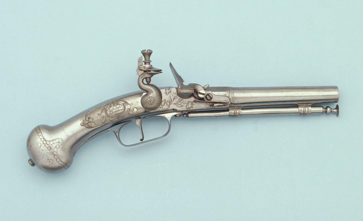 Egy teljesen acél tűzköves pisztoly, Jan Cloeter és Grevenbroich, 1660 körül alkotó: German School
