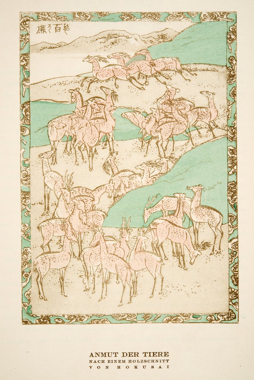 "Grace of the Animals" Hokusai fametszete nyomán, Stylből, pub. 1922 (pochoir print) alkotó: German School