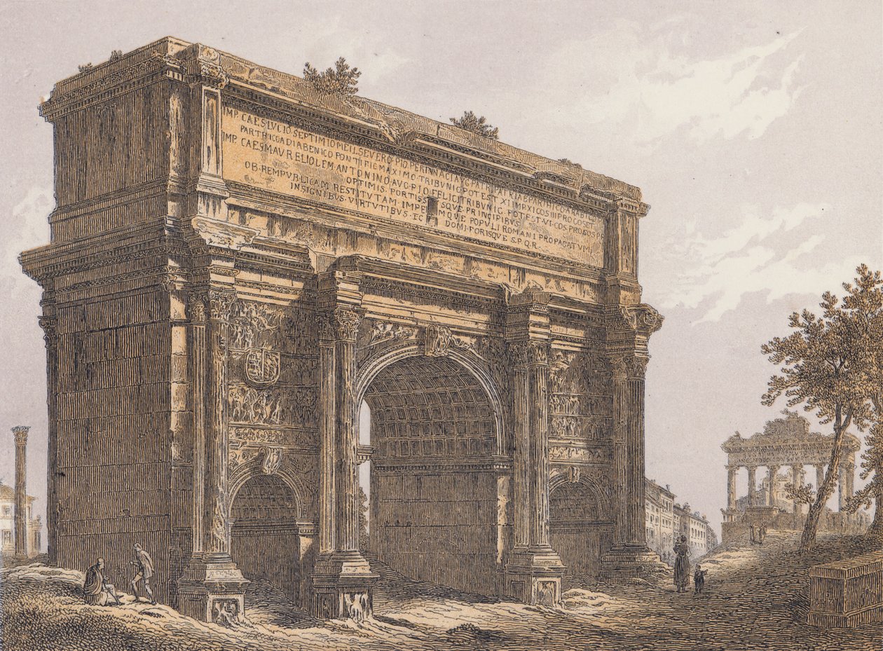 Septimius Severus boltíve, Róma (színes litográfia) alkotó: German School