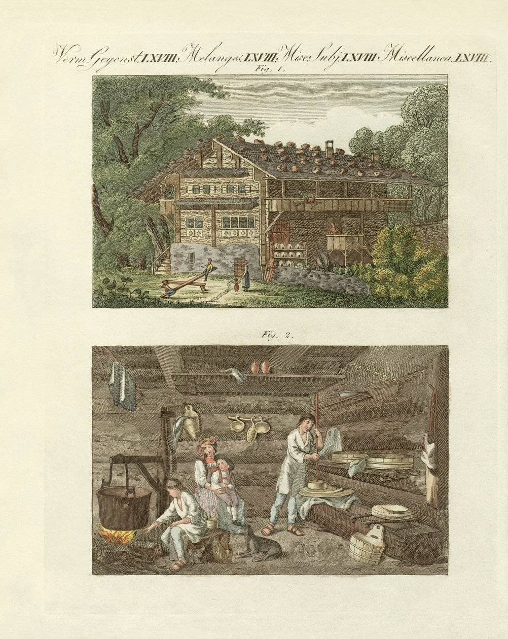 Építészet Svájcban (színezett metszet) alkotó: German School