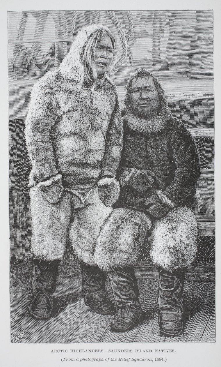 Arctic Highlanders - Saunders Island Natives, pub. London 1886 (metszet) alkotó: German School