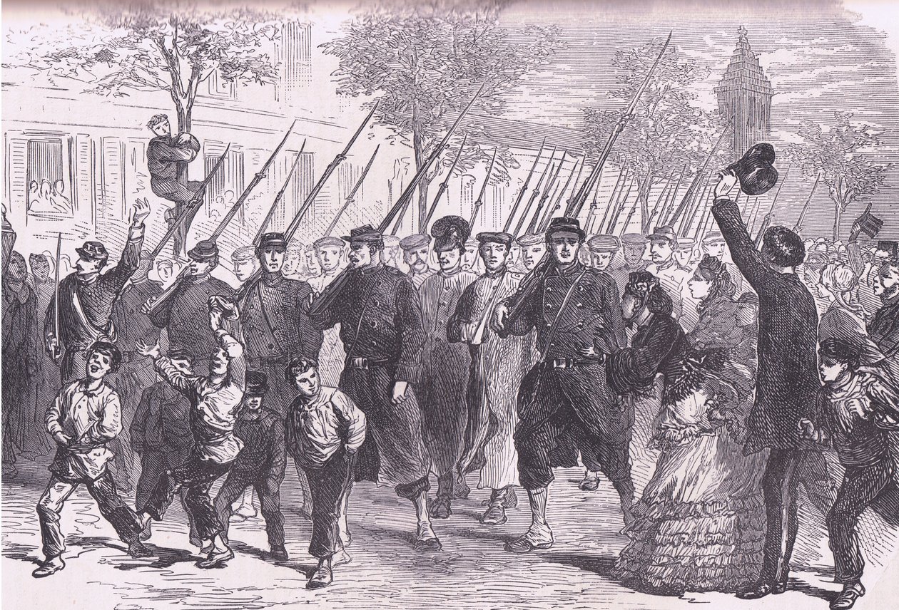 Porosz foglyok érkezése Párizsba a Bagneun előtti csata után, Cassells: A Franciaország és Németország közötti háború története, Cassell and Company Limited, 1890 körül (litho) alkotó: German School