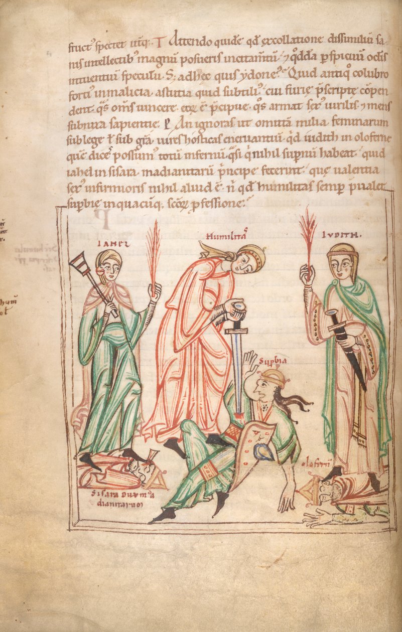 Arundel 44 f.34v, Victory of Humility (vellum) alkotó: German School