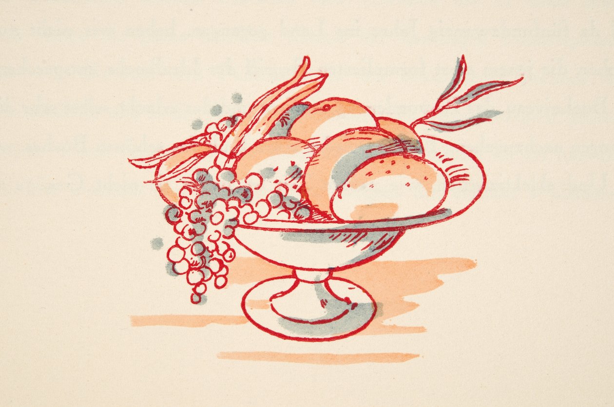 Bowl of Fruit, Styl, pub. 1922 (pochoir print) alkotó: German School