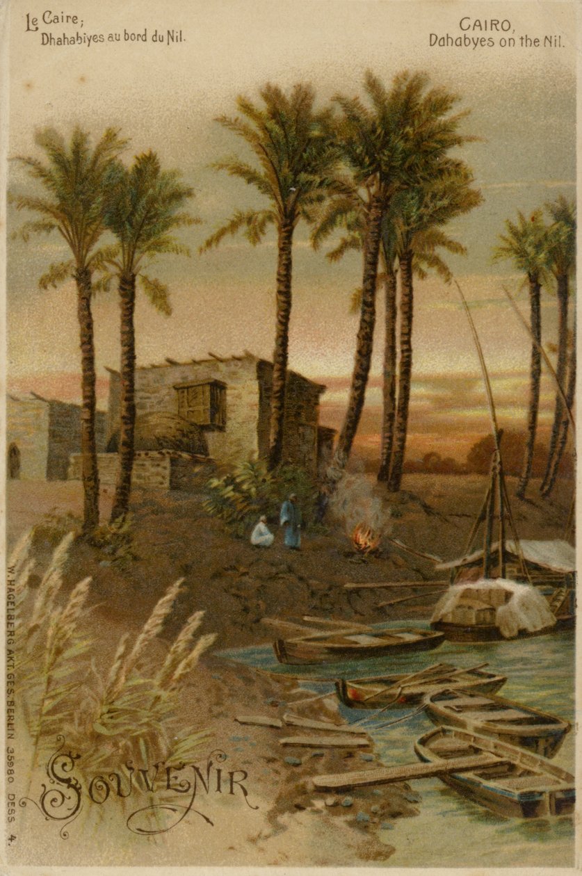 Kairó - Dahabeák a Níluson (chromolitho) alkotó: German School