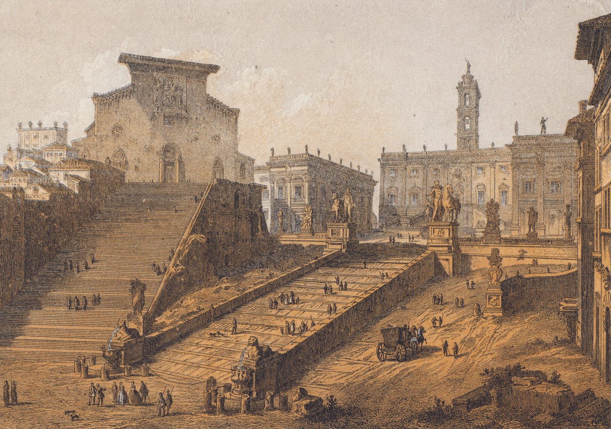 Capitolium-domb, Róma (színes litográfia) alkotó: German School