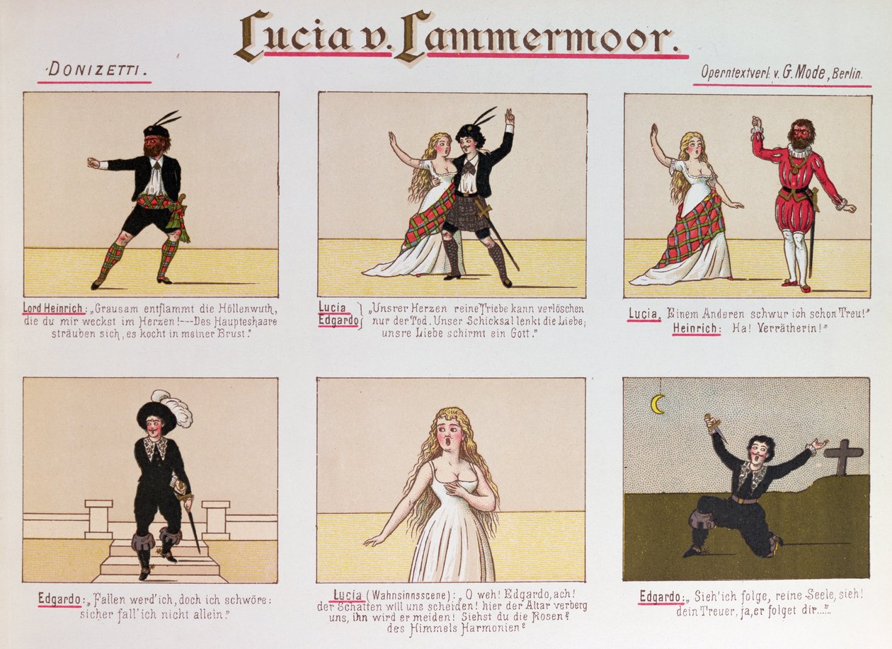Rajzfilm, amely Donizetti Lucia di Lammermoor című operájából gúnyolódik (színes litó alkotó: German School