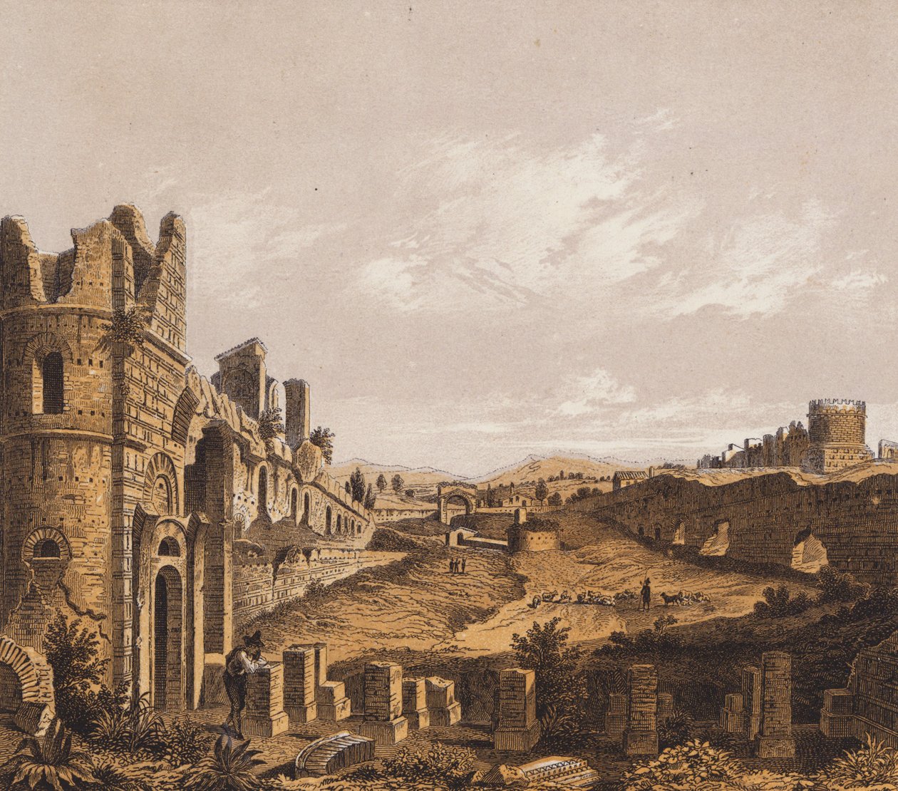 Maxentius cirkusza, Róma (színes litográfia) alkotó: German School