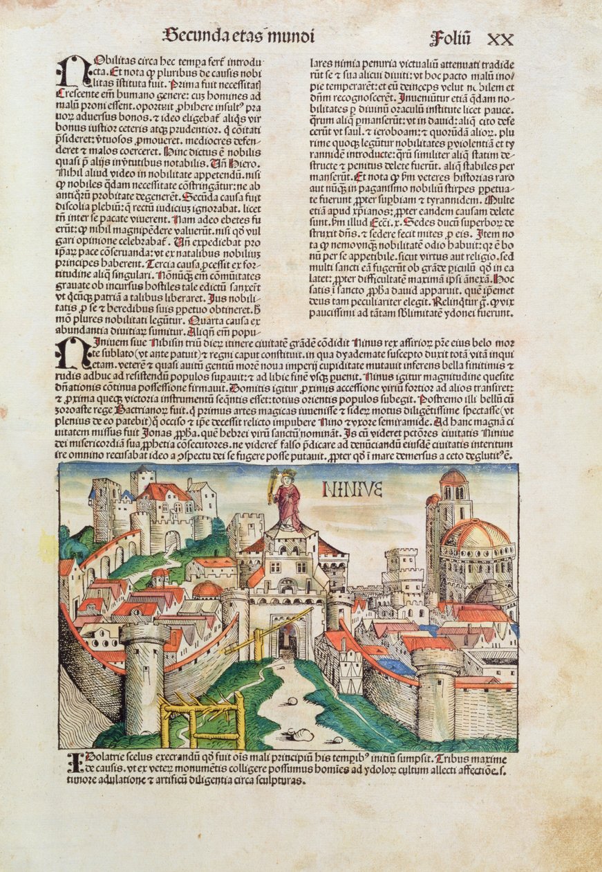 Ninive városa, Hartmann Schedel (1440-1514) „Liber Chronicarum” című könyvéből, 1493 (színes fametszet) alkotó: German School