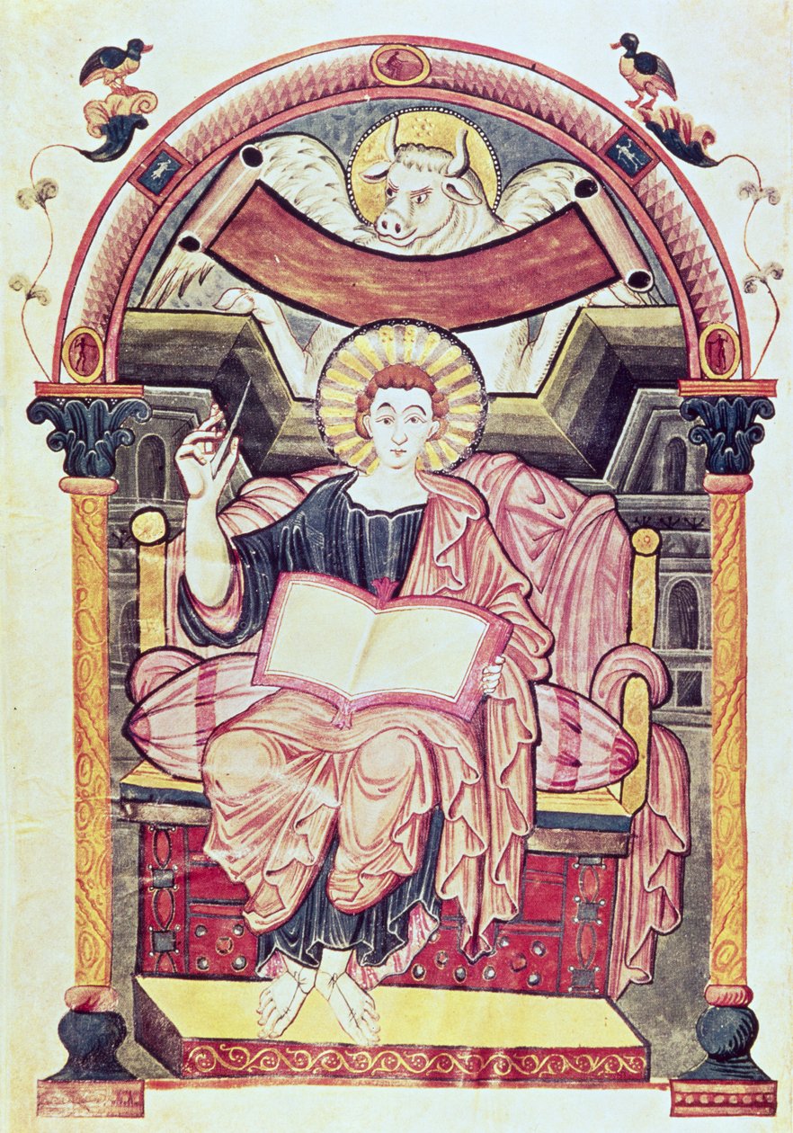 Cod 22. f.85v Szent Lukács evangélista, Trevesből, Karoling, i.sz. 800 körül alkotó: German School