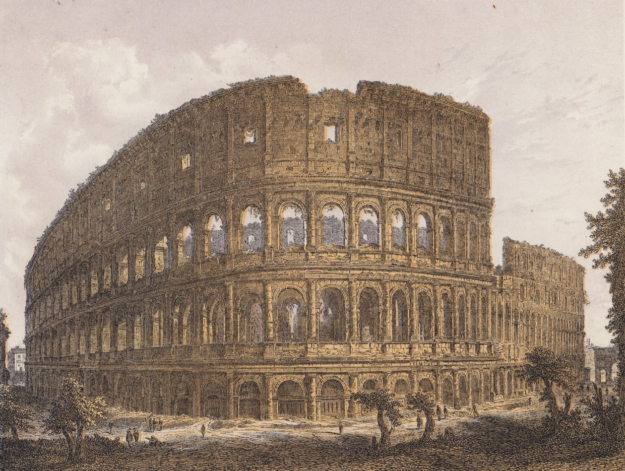 Colosseum, Róma (színes litográfia) alkotó: German School