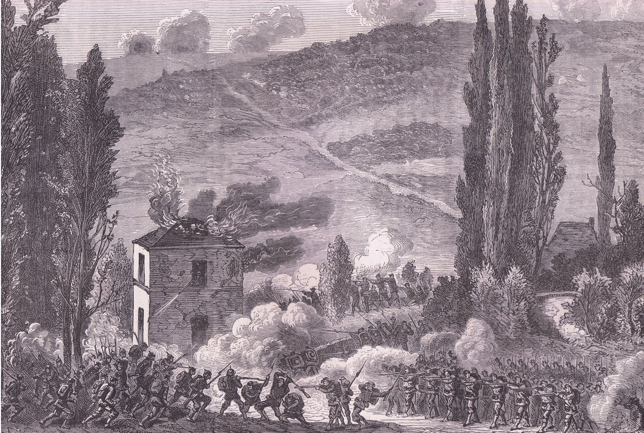 Combat at Chatillon, Cassells History of the War Franciaország és Németország között, kiadó: Cassell and Company Limited, 1890 körül (litho) alkotó: German School