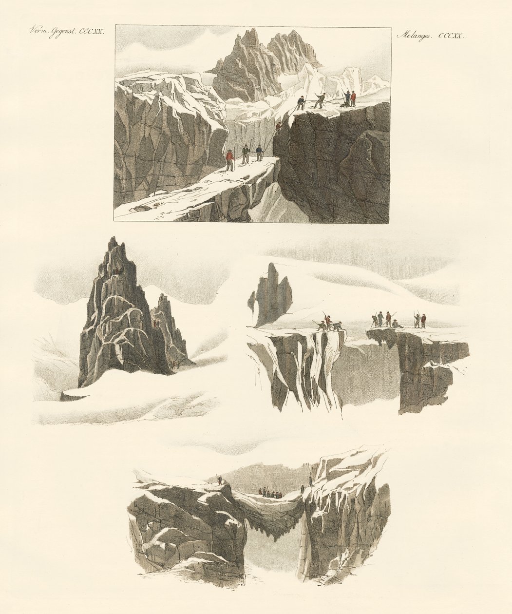 A Mount Blanc megmászásával kapcsolatban (színes metszet) alkotó: German School