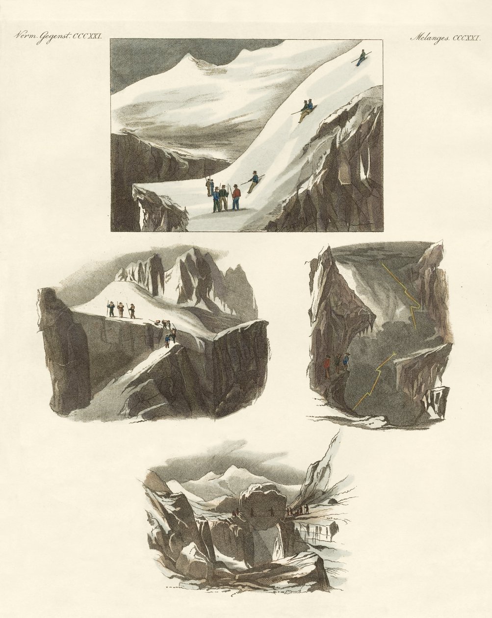 A Mount Blanc megmászásával kapcsolatban (színes metszet) alkotó: German School