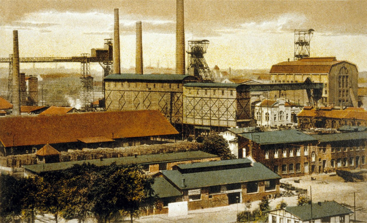 Concordia szénbánya, Oberhausen, Németország (színes gravírozás) alkotó: German School