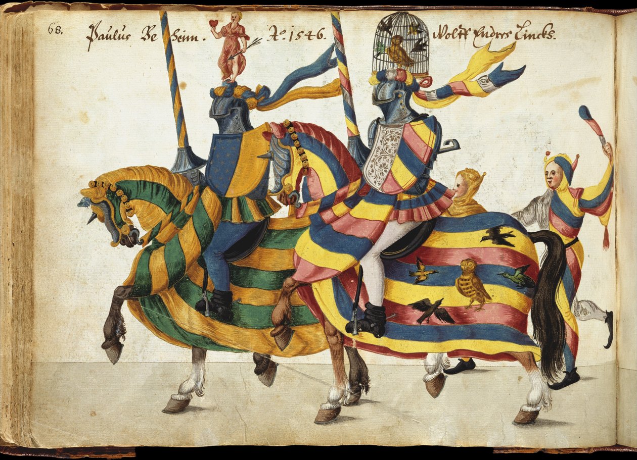 Versenyre felszerelt versenyzők, 1640 körül (toll és tus, akvarell és mosószerek) alkotó: German School