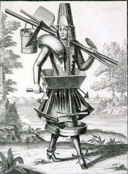 Kőműves jelmez, kocsma. Gerard Valck (1651/2-1726) 1690 körül (metszet) alkotó: German School