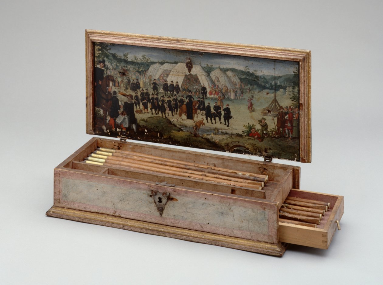 Otto von Hesse herceg számszeríjdoboza, 1615 (festett fa) (lásd még: 312141-43) alkotó: German School