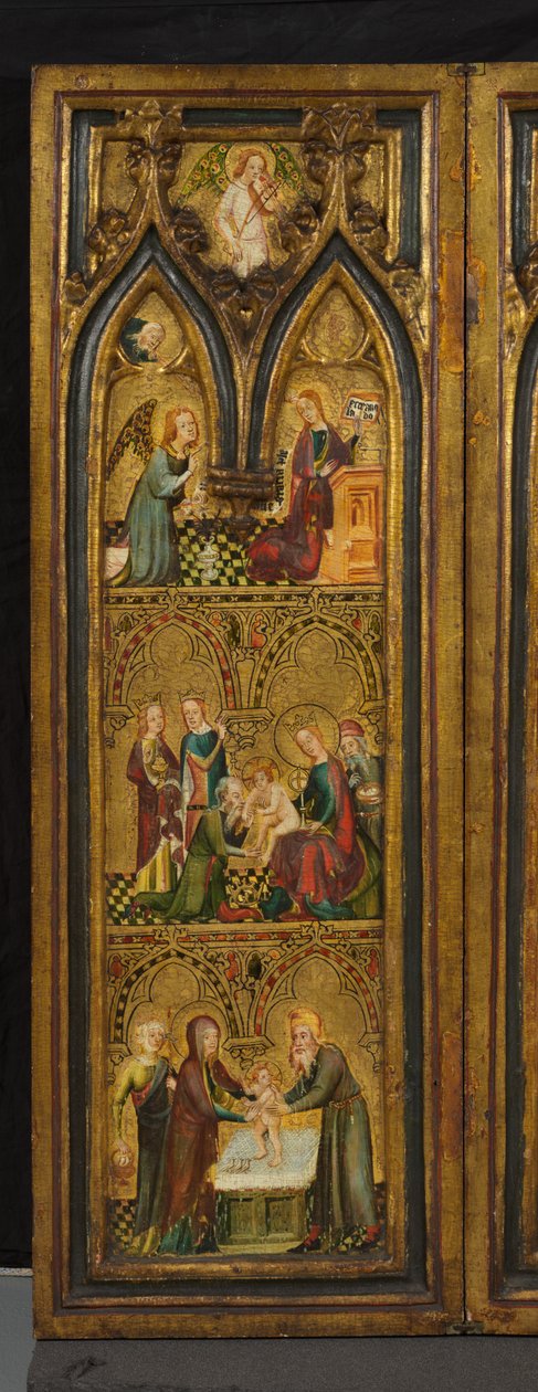 Keresztre feszített triptichon (korábban Estouteville-i triptichon néven) (bal szárny), 1374 körül (tempera a panelen) alkotó: German School