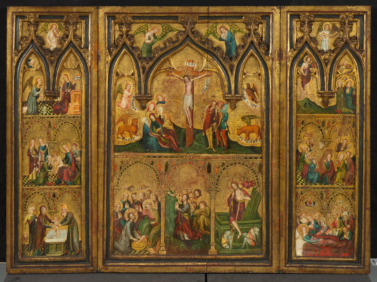 Keresztre feszített triptichon (korábban Estouteville-i triptichon néven), 1374 körül (tempera a panelen) alkotó: German School