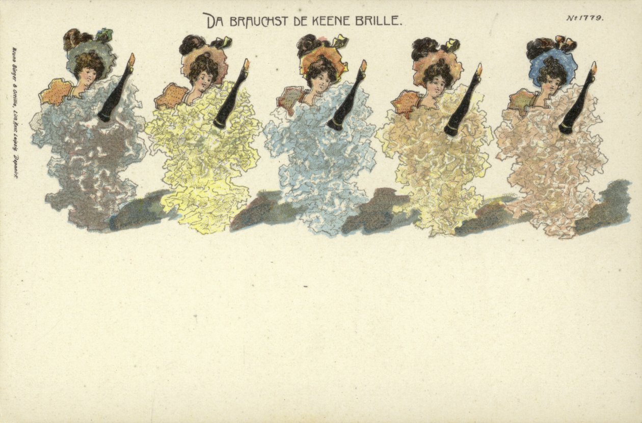 Da Brauchst De Keene Brille (színes litográfia) alkotó: German School