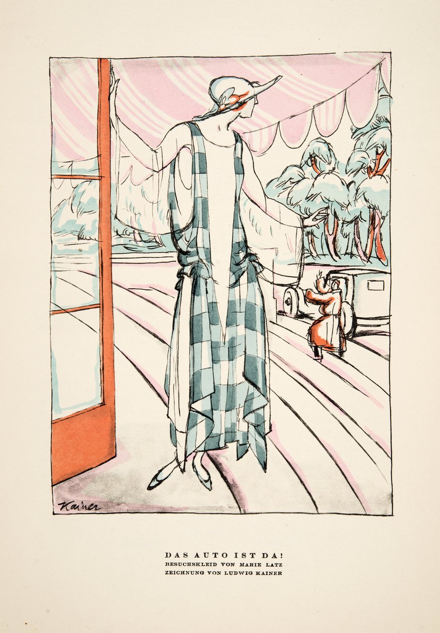 "Das Auto Ist Da!", Marie Latz ruhareklámja, Styl, 1922-es kiadás (pochoir-nyomat) alkotó: German School