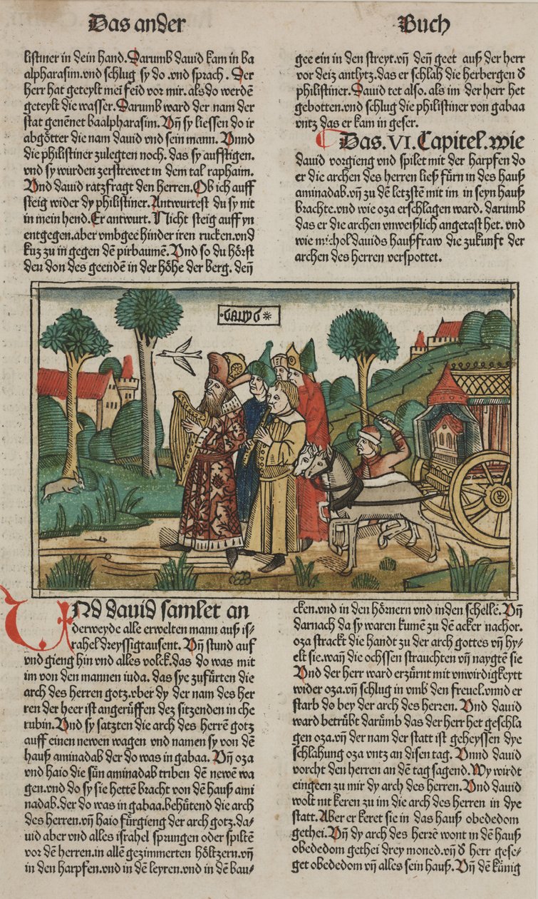 Dávid és a frigyláda, 15. század vége (kézzel színezett fametszet) alkotó: German School