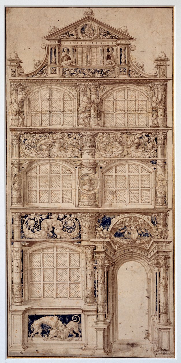 Hans Holbein Le Jeune (1497-1543) házhomlokzati díszítése (Ec. All.) Dim. 0,58 x 0,27 m Párizs. Louvre múzeum alkotó: German School