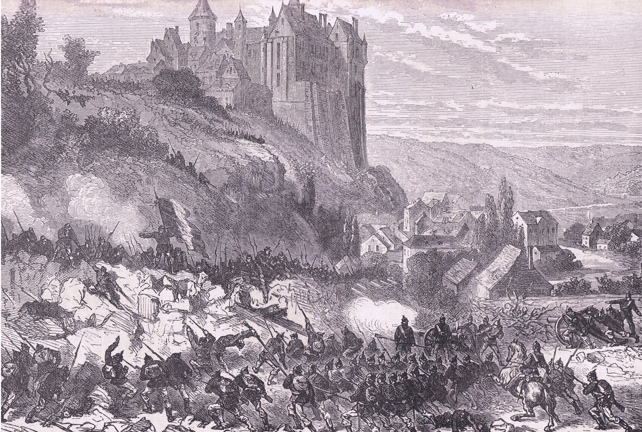 Defence of Chateaudun, Cassells History of the War Franciaország és Németország között, kiadó: Cassell and Company Limited, 1890 körül (litho) alkotó: German School