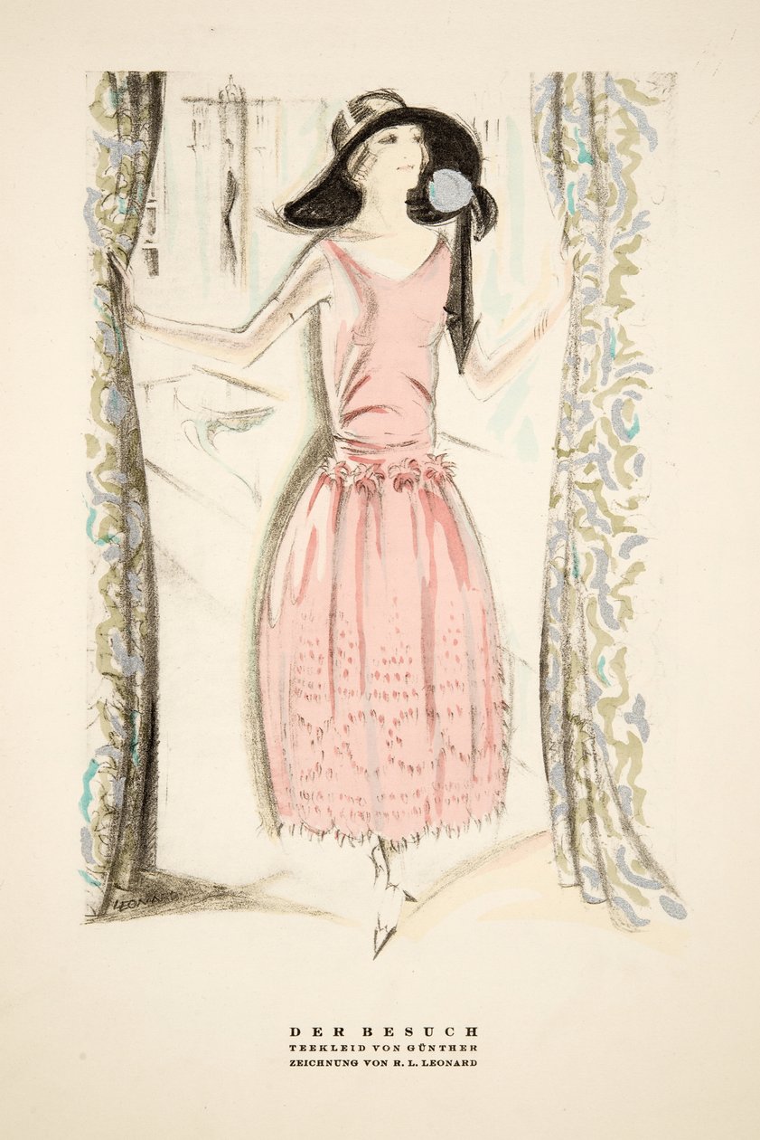 Der Besuch", Tea Dress by Gunther, a Styl, kiadó 1922 (pochoir print) alkotó: German School