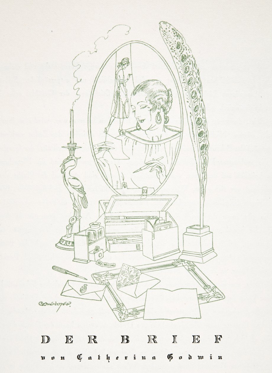 Der Brief – Catherina Godwin, Styl, pub. 1922 (pochoir print) alkotó: German School