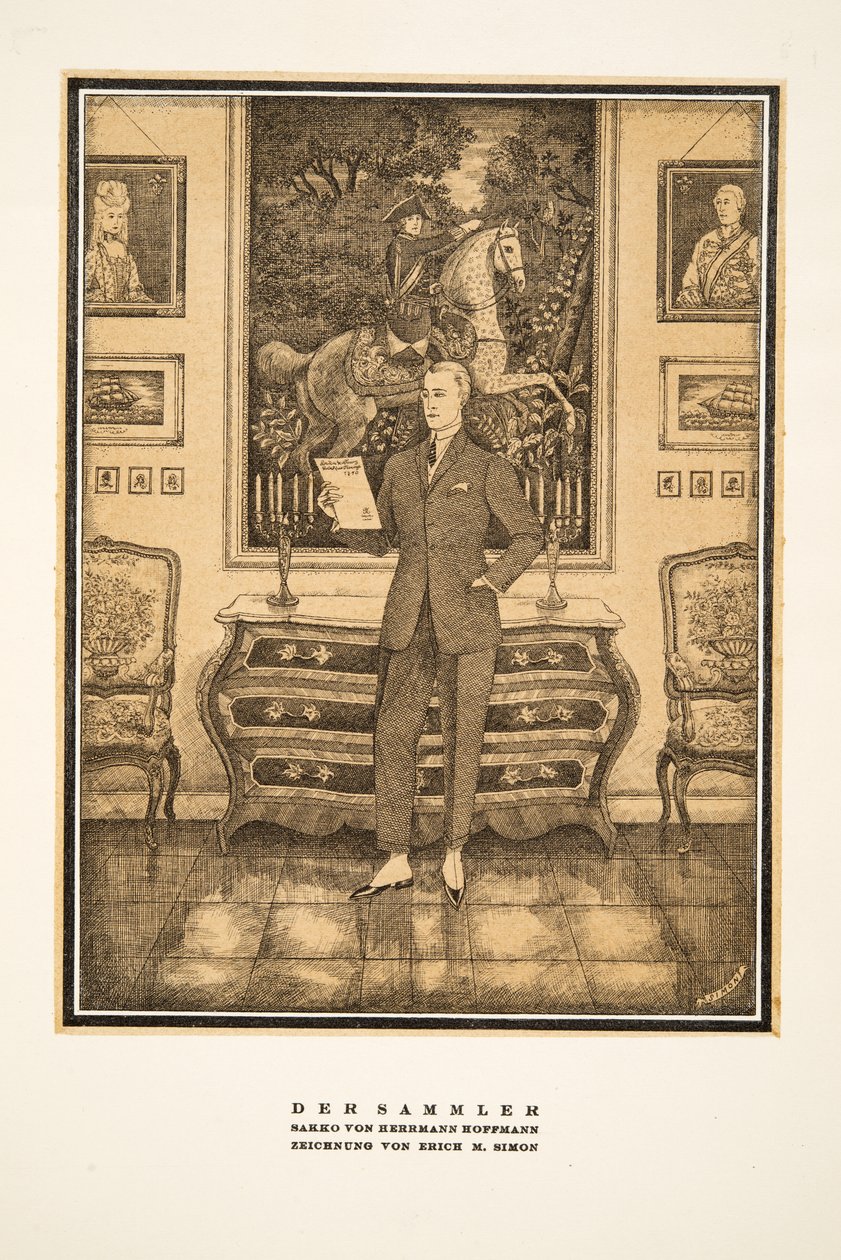 Der Sammler, Hermann Hoffmann férfidivat-reklámja, Styl, 1922-es kiadás (pochoir-nyomat) alkotó: German School