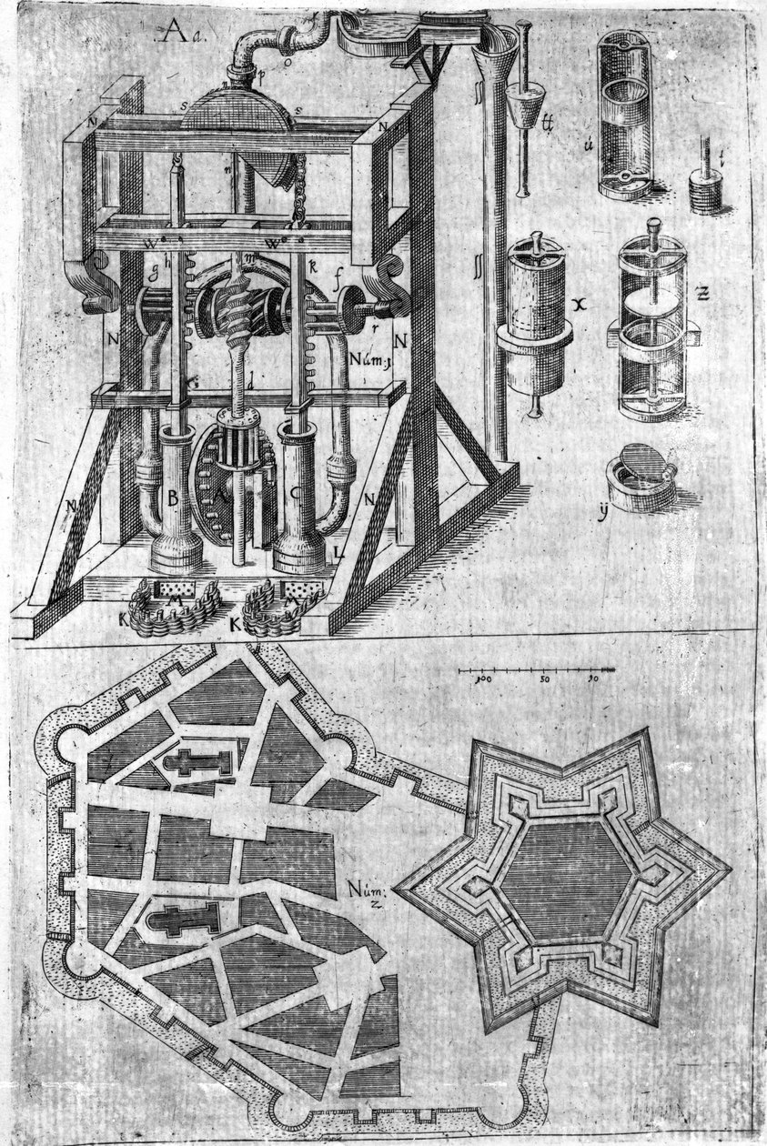 A Fortalitatis Constructis, Defendensis & Oppugnandis harmóniájából származó erődítmény, Wendelin Schildknecht, 120. oldal, 1652. alkotó: German School