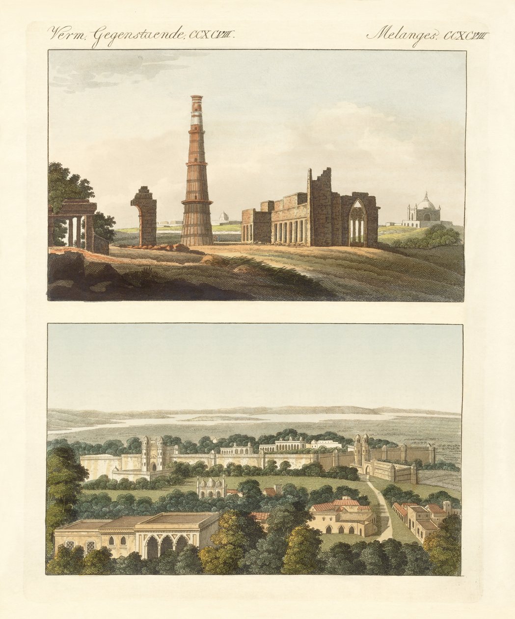 Kelet-indiai épületek (színes metszet) alkotó: German School