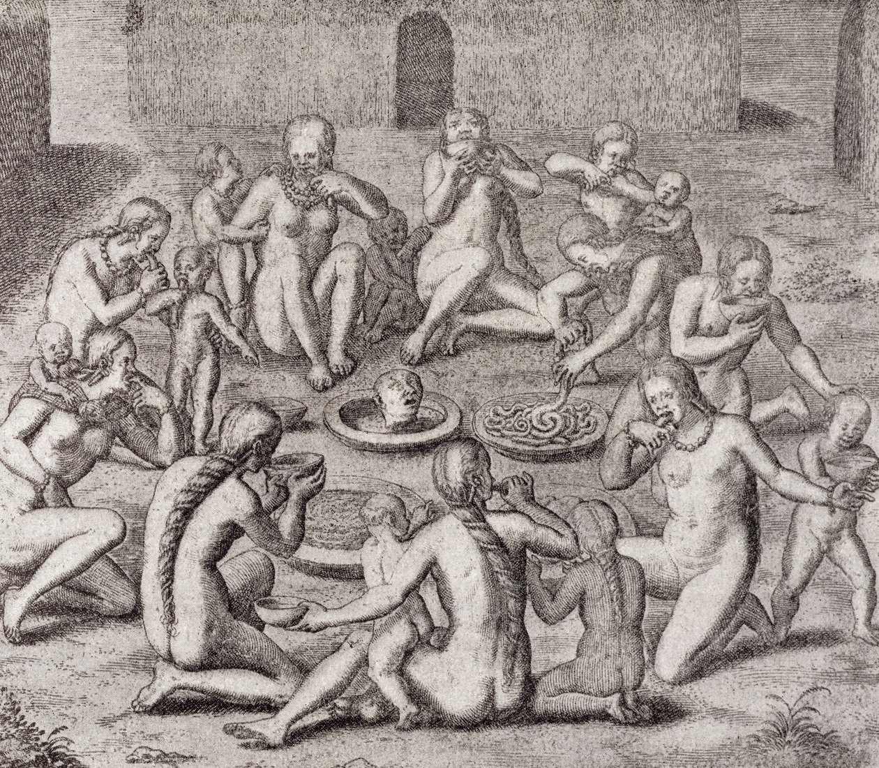 Fogolyhús evése a régi történész szerint, Gottfried „Historia Antipodum” kocsmájából. 1655, a „The Romance of the River” kötetből. Én, W. H. Koebel, 1914 alkotó: German School