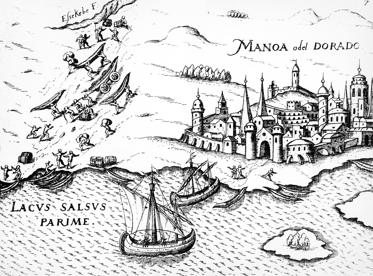 Eldorado, Regni Guianae illusztrációja, G. Raleigh, 1594-96 alkotó: German School