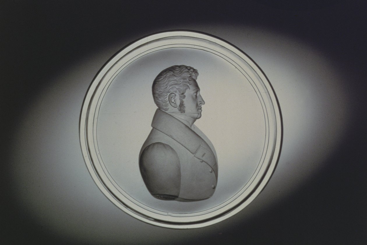 Dominick Biemann metszett portréja, Csehország, 1834 (üveg) alkotó: German School