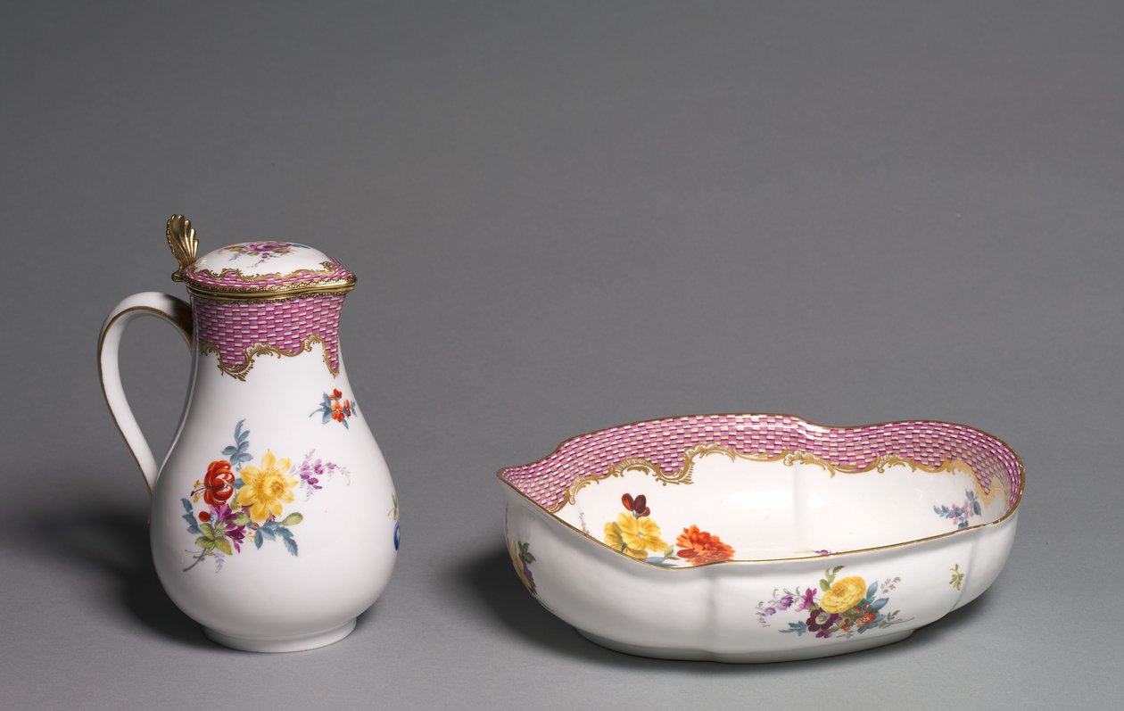 Ewer and Basin, a Meisseni Porcelángyár, Németország, 1765 körül alkotó: German School