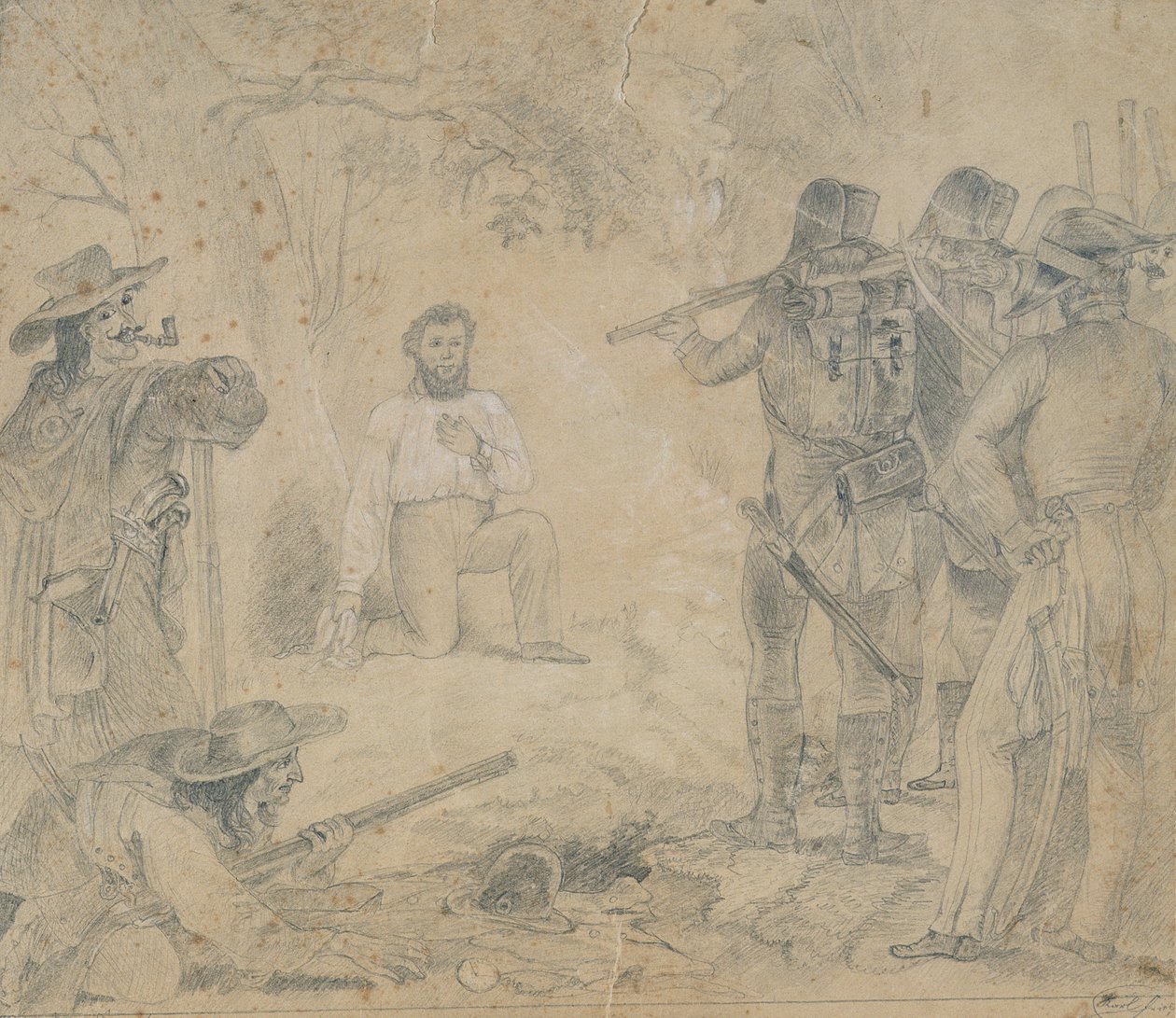 Robert Blum kivégzése 1848. november 9-én 1862. (kréta papíron) alkotó: German School