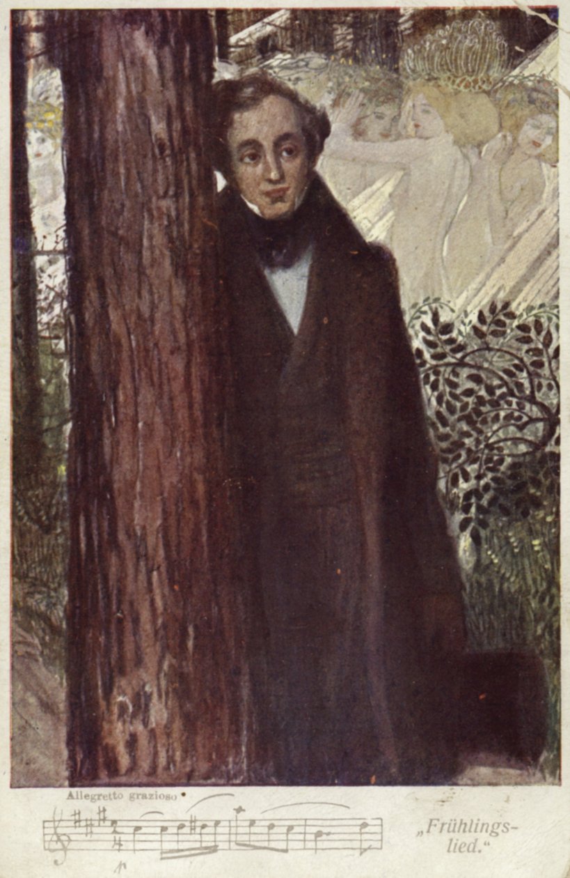 Felix Mendelssohn, német zeneszerző (színes litográfia) alkotó: German School